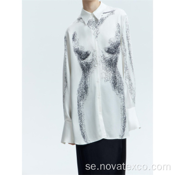 100% Viscose Satin Placement Print Shirt